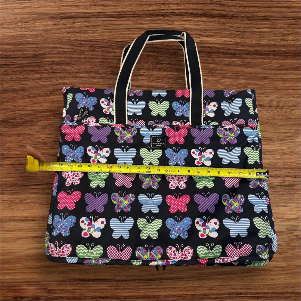 French West Indies Butterfly Tote Bag Travel Organizer Pink Red Blue - Picture 4 of 8